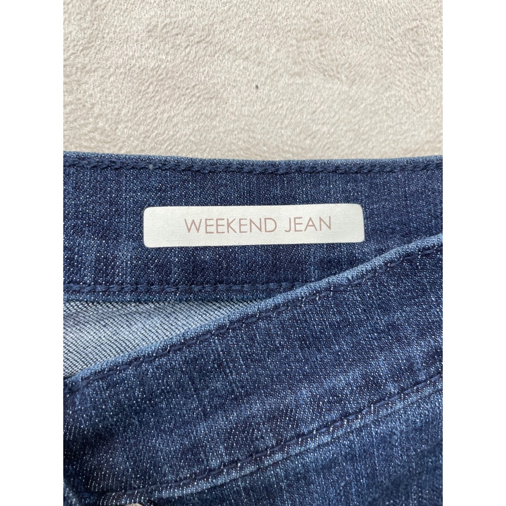 Vintage America Blues Weekend Jean Women 10P Blue Embroidered Cuff Crop Denim - Picture 6 of 9